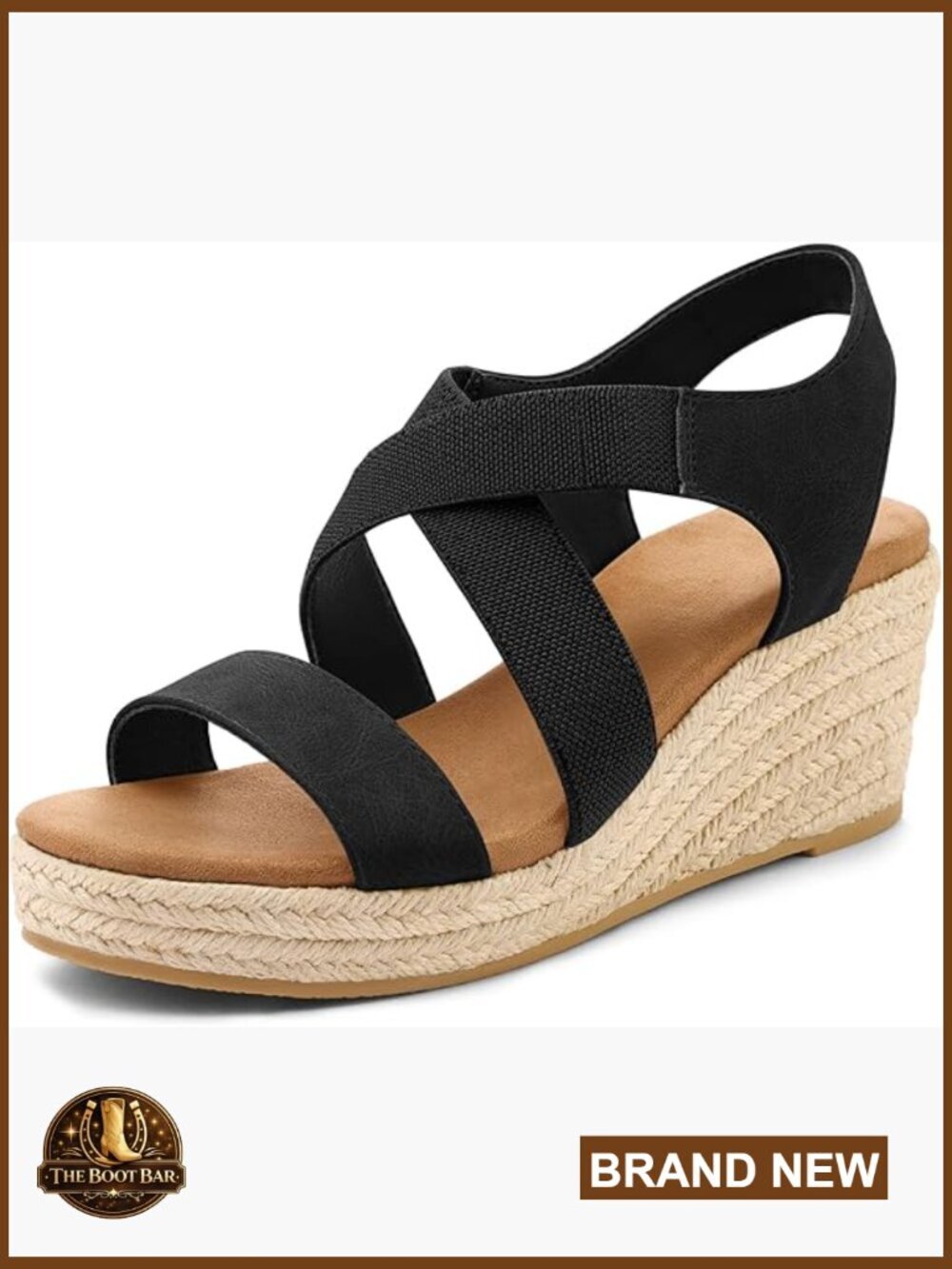 Espadrilles Platform Wedge Sandals Slip On Open Toe Elastic Ankle Strap